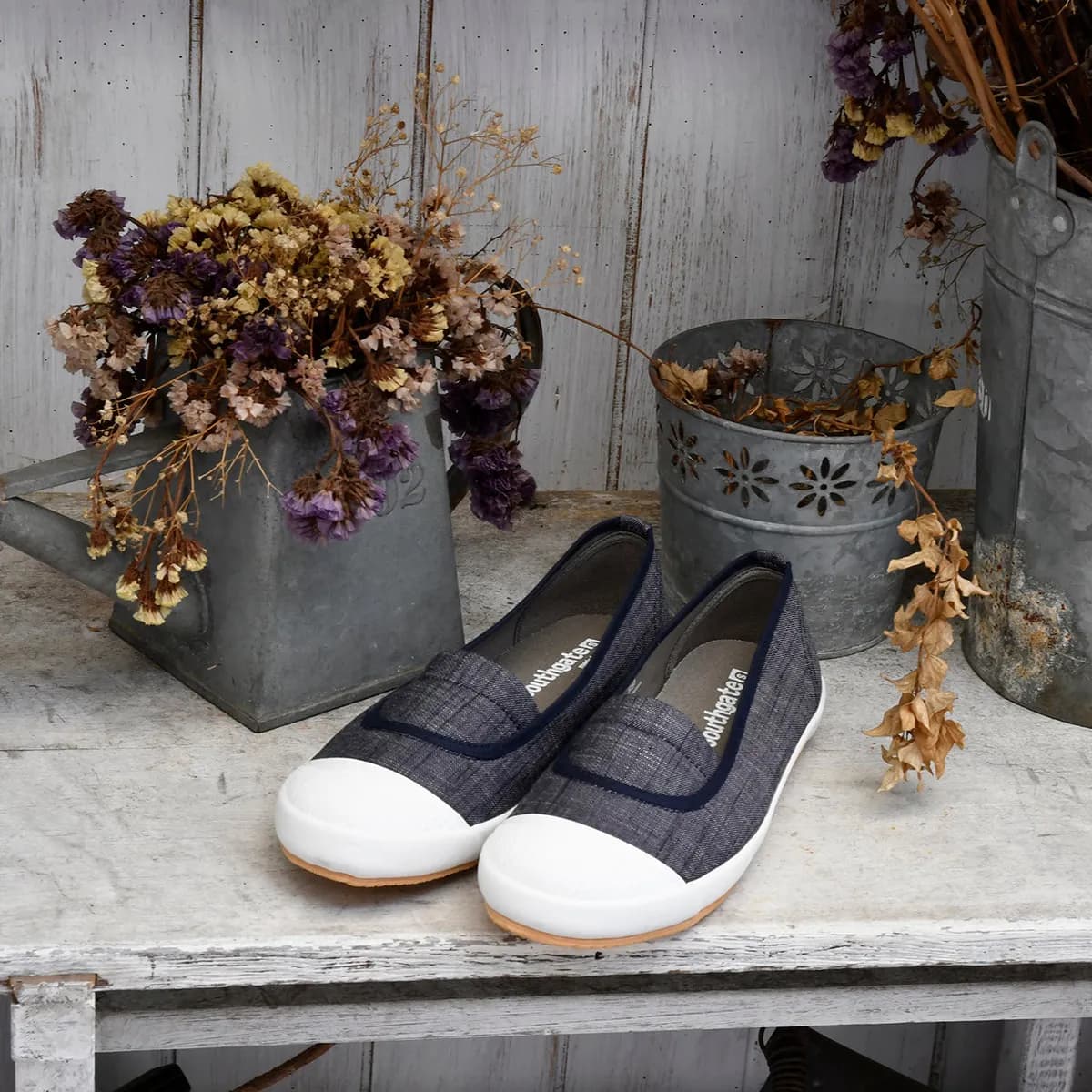 ANN Two-Tone Denim Slip-On Shoes