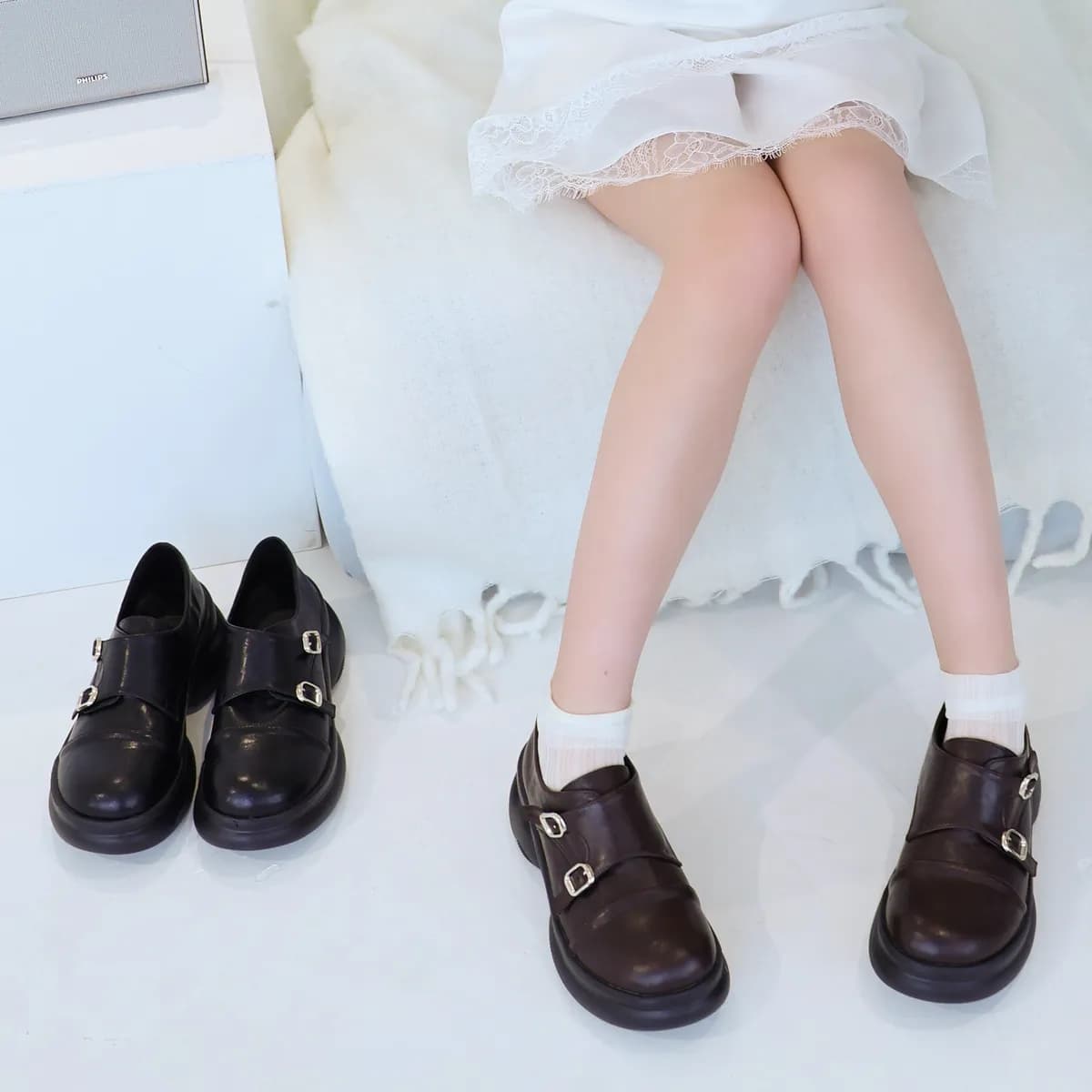 Double-Buckle Platform Monk Shoes