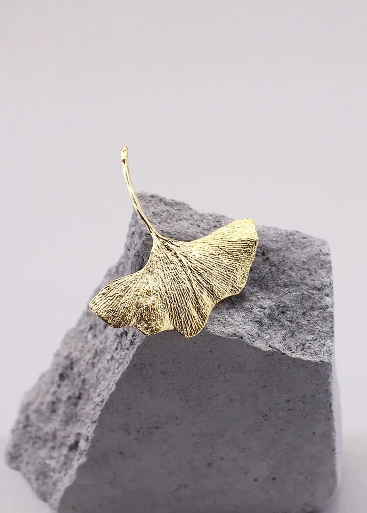 Ginkgo Silver Brooch