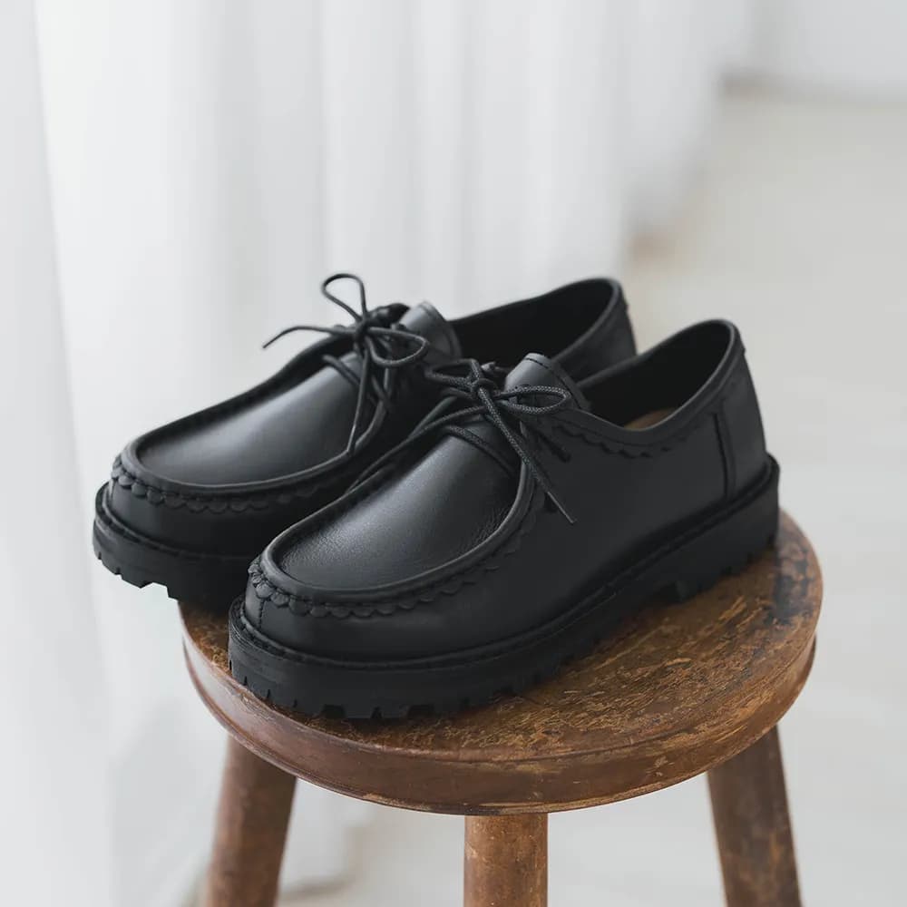 Japanese Lace Mille-Feuille Kangaroo Shoes - Rich Dark Chocolate