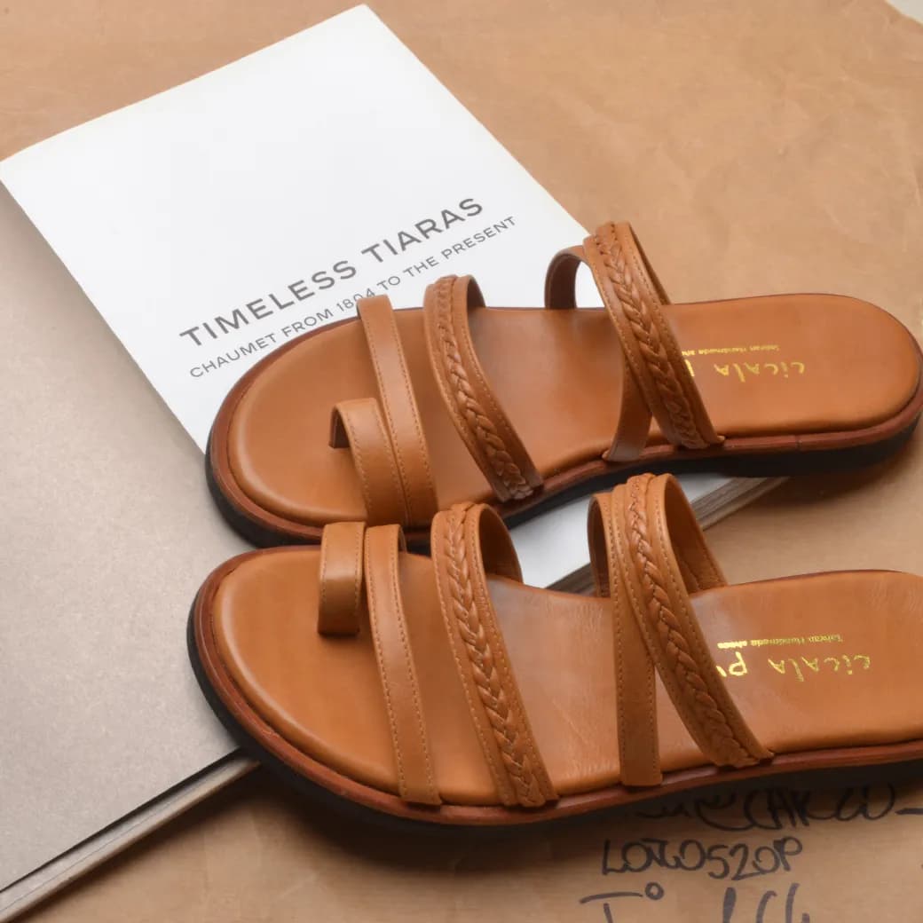 668 Caramel Woven Handmade Sandals