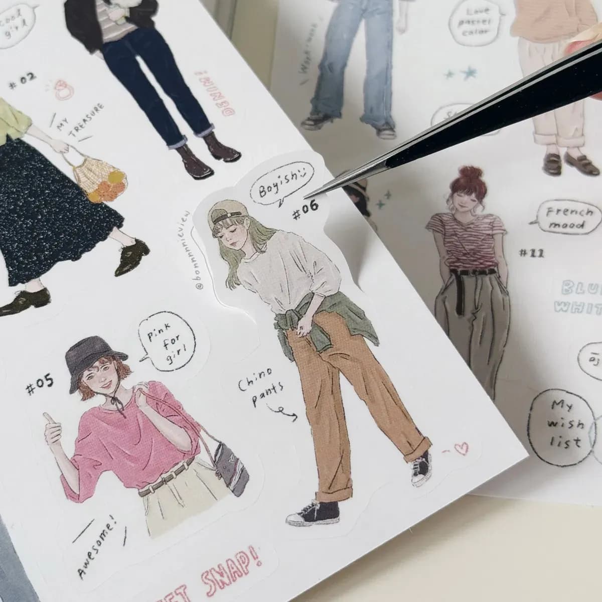 Lookbook Girls #01-12 Matte Die-cut Stickers