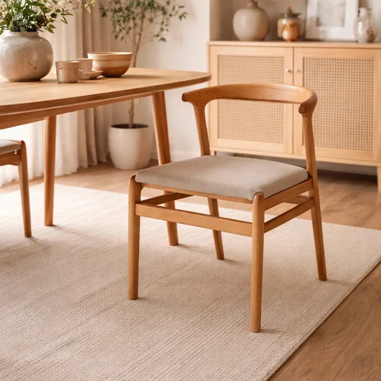 He Du Geometric Solid Wood Dining Chair