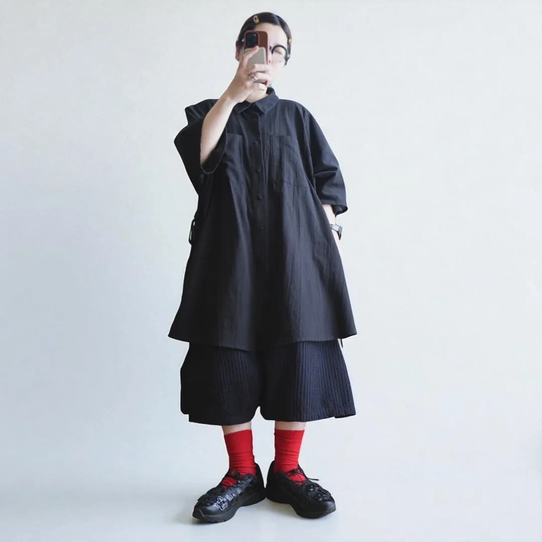 Oversized Panelled Tie Shirt Dress