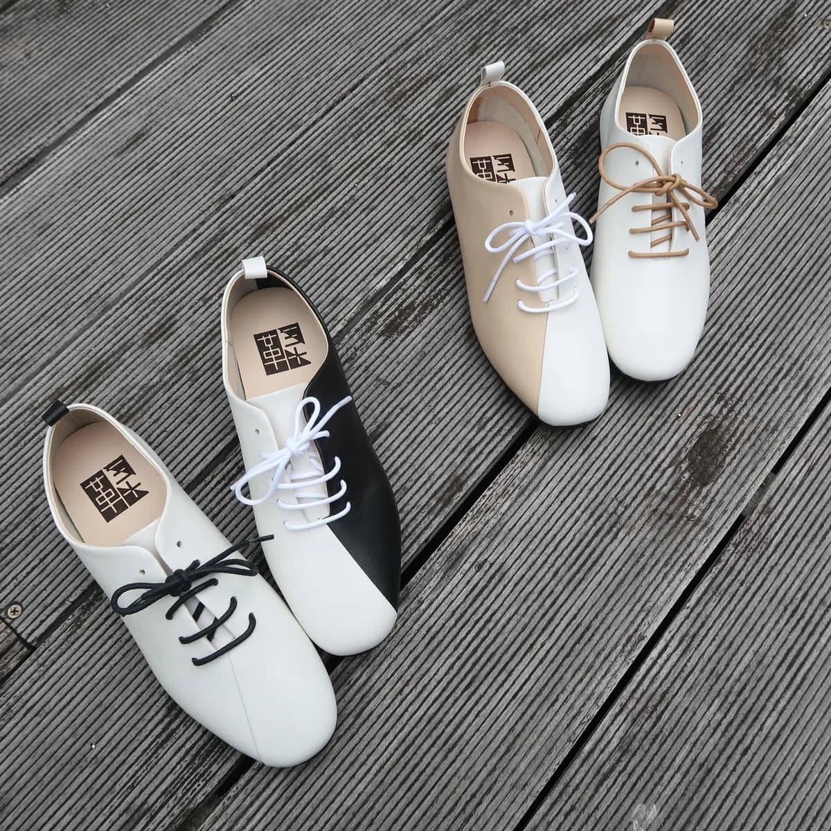 Water-Repellent Color-Block Oxfords
