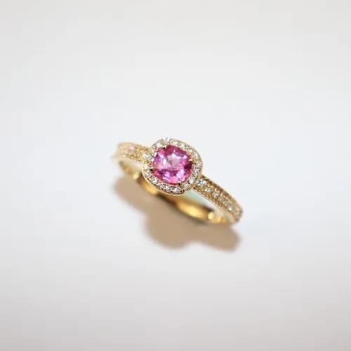 Pink Sapphire Halo Ring