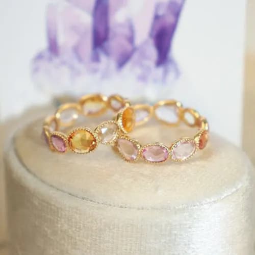 Rose-Cut Multicolor Sapphire Eternity Ring