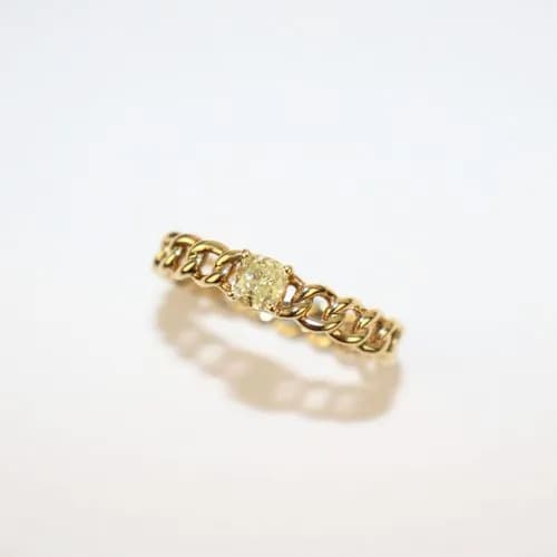 Cushion Yellow Diamond Chain Ring