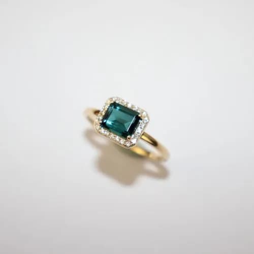 Indigo Tourmaline Halo Ring