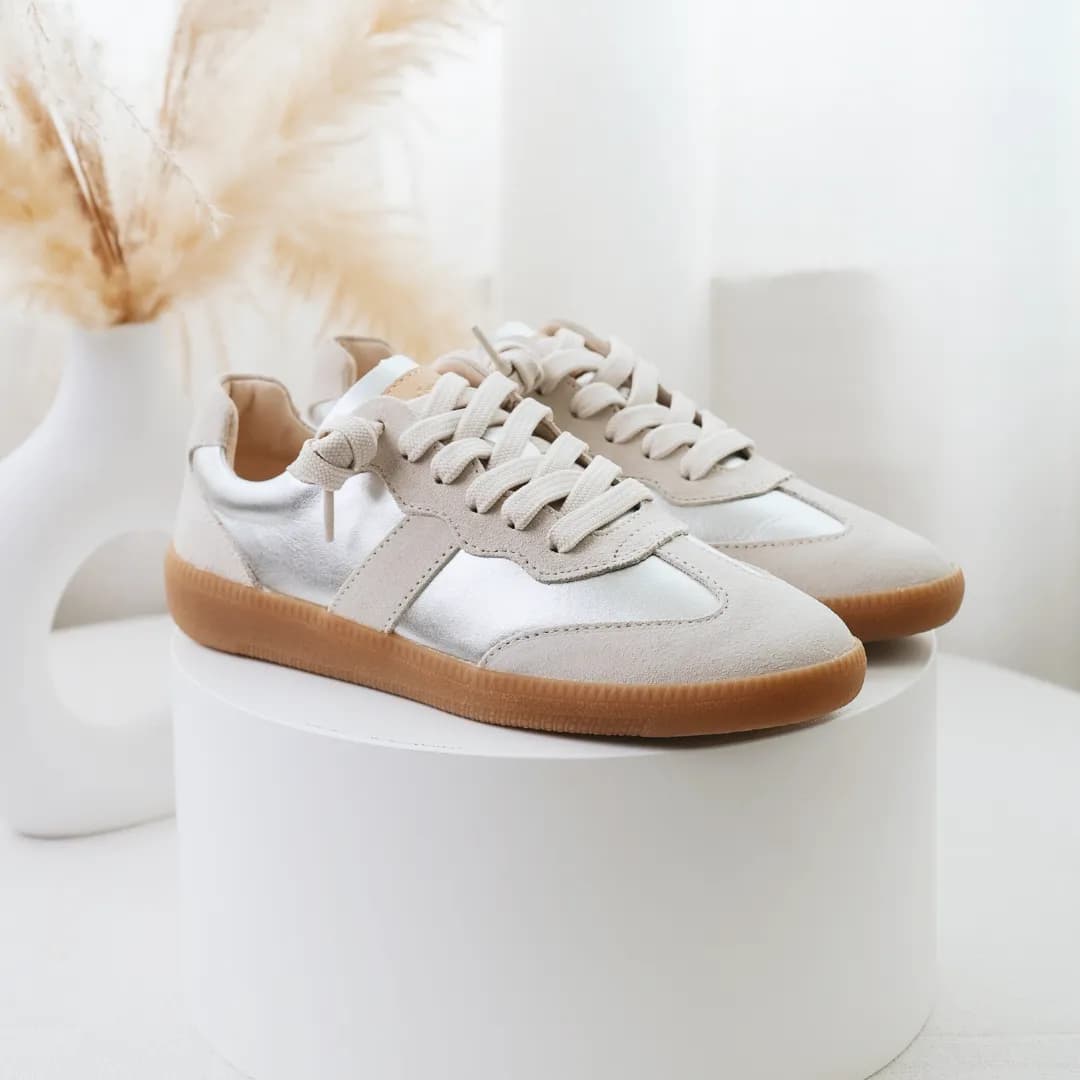 Emily Leather Shoes Silver