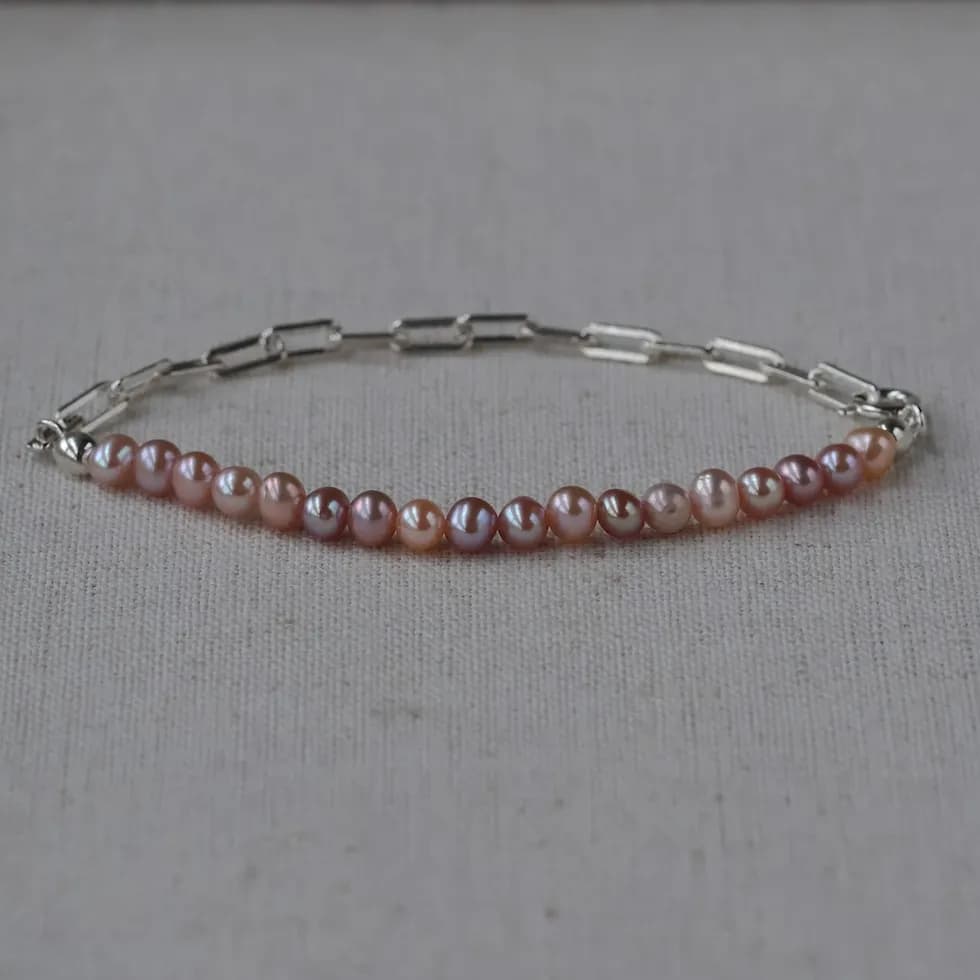 Blush Pearl Paperclip Bracelet