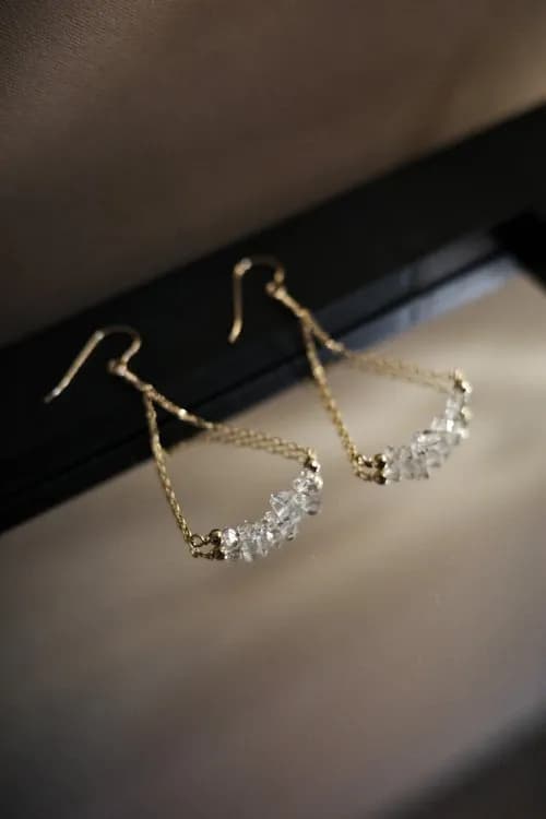 閃爍音符 耳環 赫基蒙水晶 14K Gold-Filled