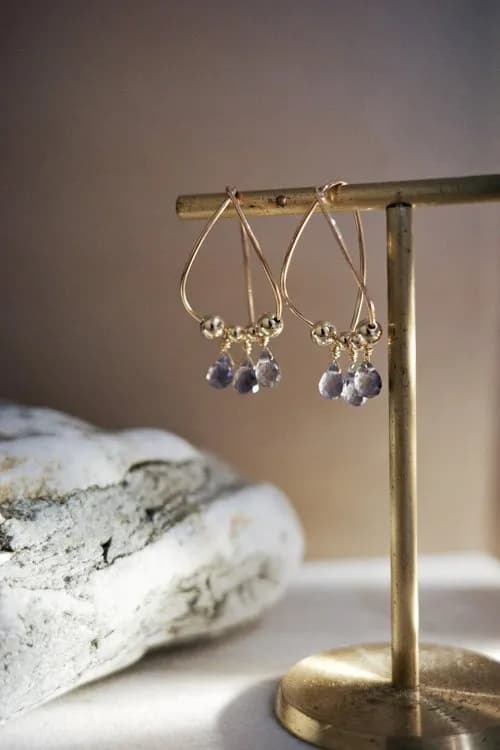 雨中漫舞 耳環 堇青石 14K Gold-Filled