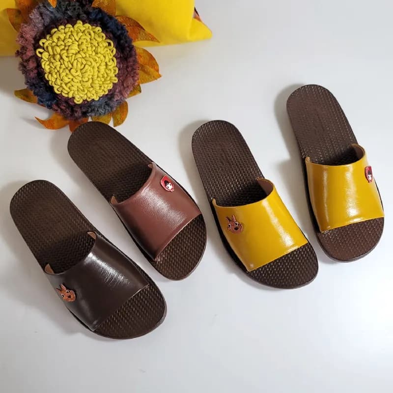 Waxed Full-Grain Leather Casual Slides