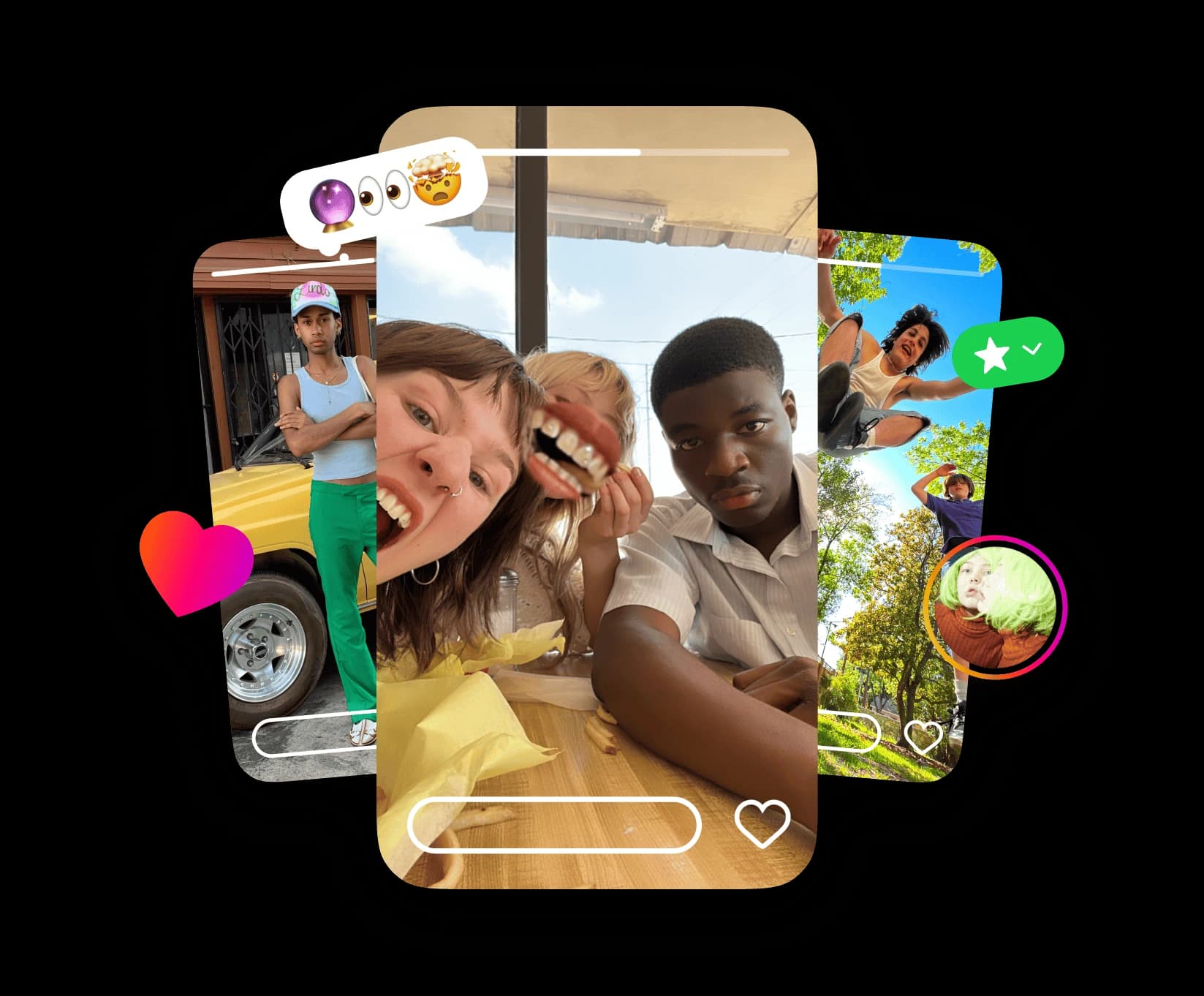 The image features multiple people and social media elements, unrelated to the brand's products.