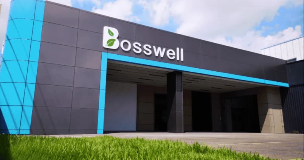 Exterior view of Bosswell's building showcasing the brand image.